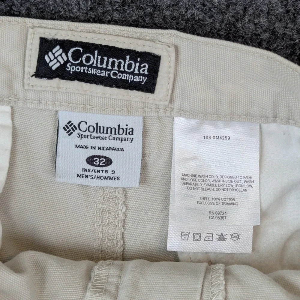Columbia Mens 32 Tan Cotton Canvas Cargo Shorts Hiking Utility Outdoor 9 Inseam